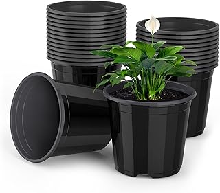 UPMCT 25 Packs 4 5 6 Inch Nursery Pots Round Flower Pots Decorative Plastic Pots for Plants with Drainage Hole Seed - Image 1