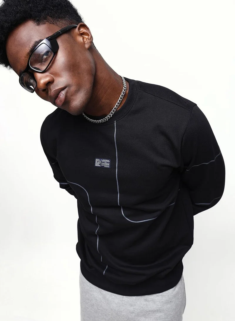 Dennis Lingo Men's Black Cotton Blend Relaxed Sweatshirt