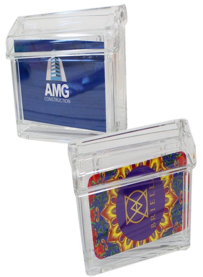 Zelica Business Card Holder with Cover, Outdoor Wall Mounted Clear Acrylic Hinged (2 Pack) - Image 1