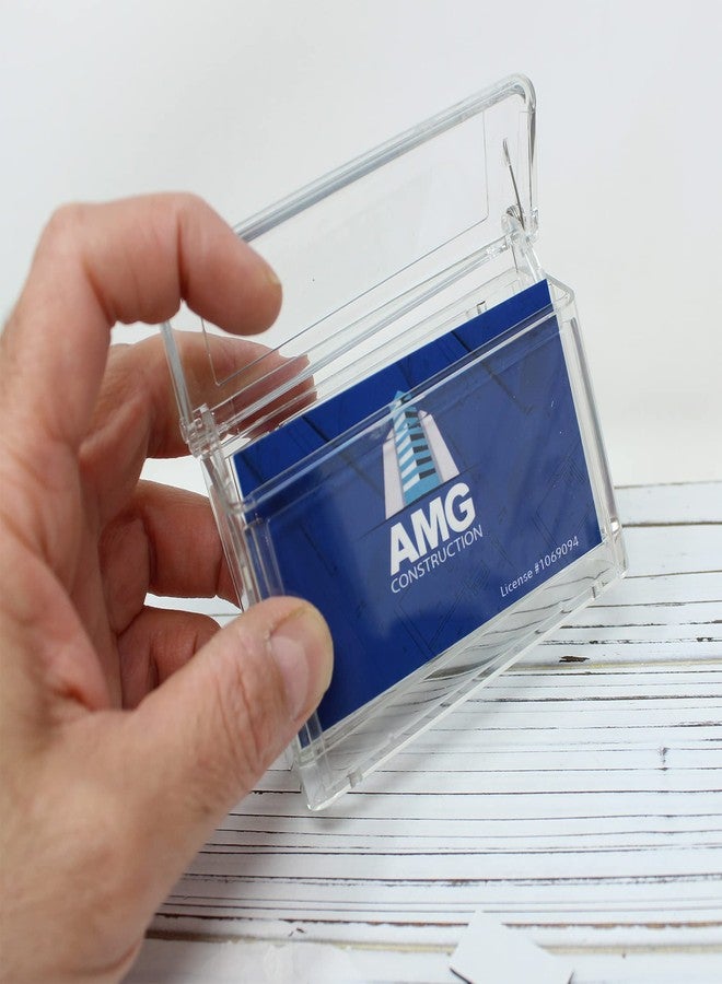 Zelica Business Card Holder with Cover, Outdoor Wall Mounted Clear Acrylic Hinged (2 Pack) - Image 2