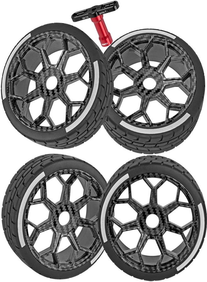 عجلات إطارات BRCatWPark RC للطرق السريعة لسيارات 1/8 Typhon 6s BLX و1/7 Infraction 6S BLX وLimitless، 4 قطع من إطارات الانجراف المطاطية للطرق السريعة، سطح كربوني (أسود) - Image 1
