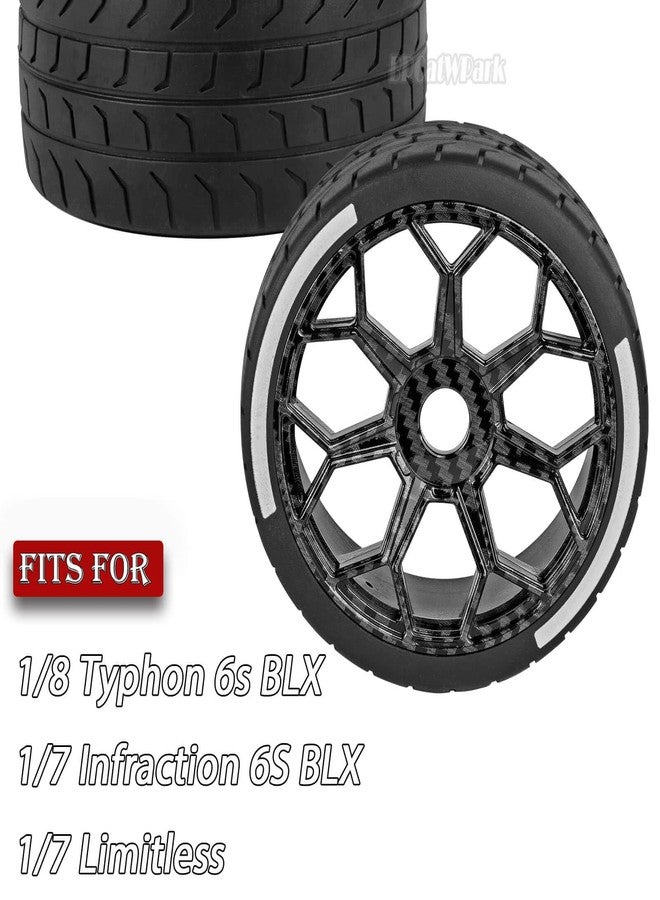 عجلات إطارات BRCatWPark RC للطرق السريعة لسيارات 1/8 Typhon 6s BLX و1/7 Infraction 6S BLX وLimitless، 4 قطع من إطارات الانجراف المطاطية للطرق السريعة، سطح كربوني (أسود) - Image 2
