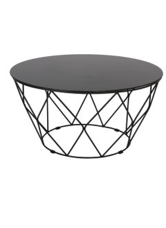 Coffee table with marble top used as a coffee corner and side table size 90x45 black color