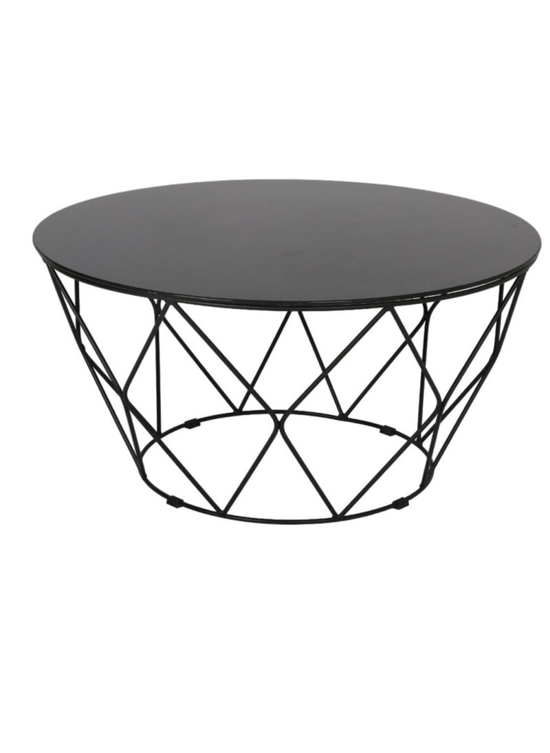 Generic - Coffee table with marble top used as a coffee corner and side table size 90x45 black color - Image 1