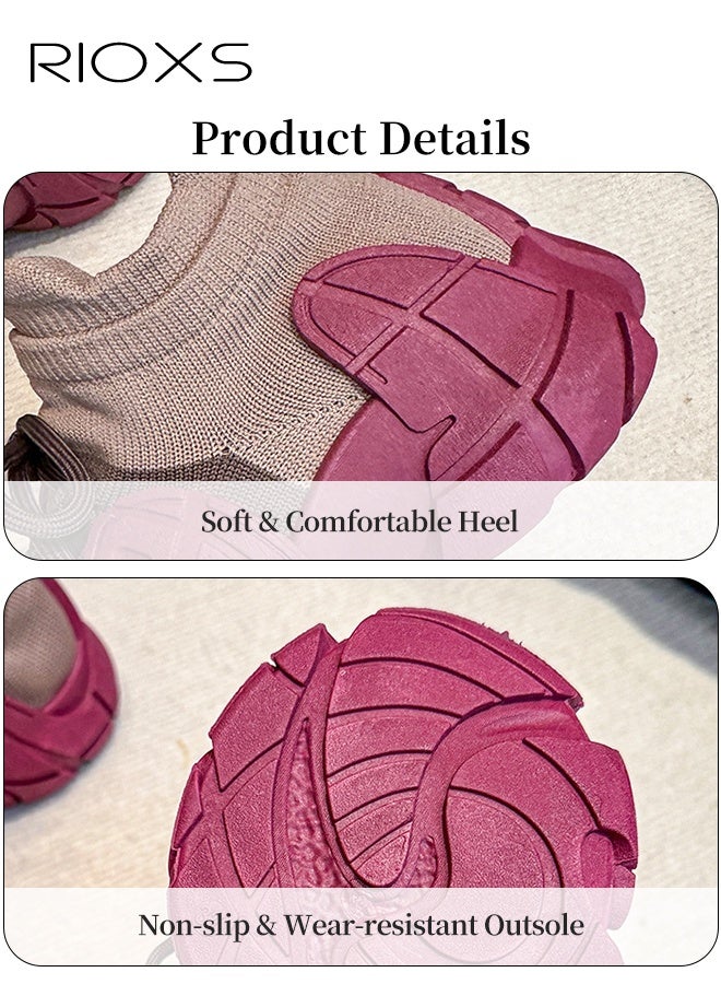 ريوكس أحذية رياضية سميكة، وأحذية رياضية مريحة، وأحذية رياضية خفيفة الوزن للسيدات، وأحذية خفيفة الوزن، وأحذية للمشي على الأقدام، وأحذية للنزلق، وأحذية للتدريب للتمارين النسائية/صالة الألعاب الرياضية/الأحذية الرياضية اليومية، وأحذية ذات قاع أرجواني سميك - Image 5