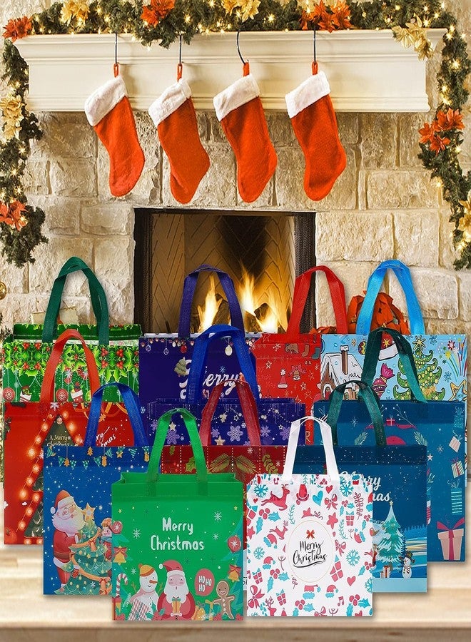 Heetobcos 12 Pack Christmas Gift Bags Large Reusable Tote Bags, Non-Wove Bags for New Year's Shopping, Christmas Surprise, Xmas Party Supplies,12.8"×9.8"×6.7" - Image 5