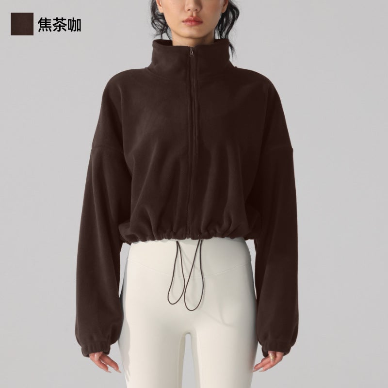 Generic Fleece Sports Jacket for Women Jogging Yoga Jiao Tea Cafe 