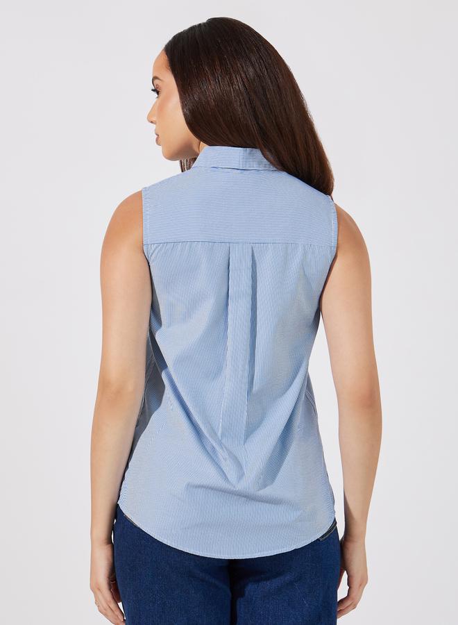 Styli Striped Sleeveless Buttoned Down Shirt - Image 4