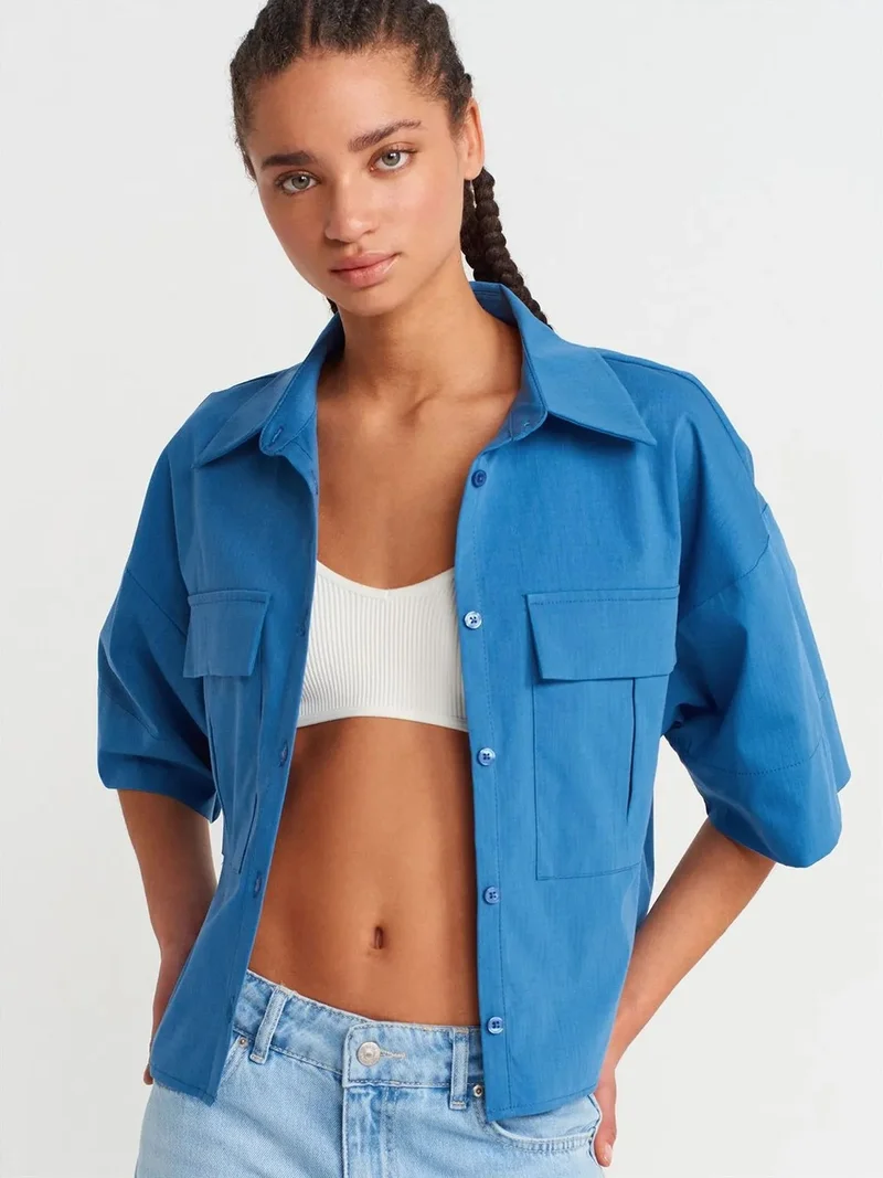 ديلفين Dilvin Oversized Crop Crepe Overshirt