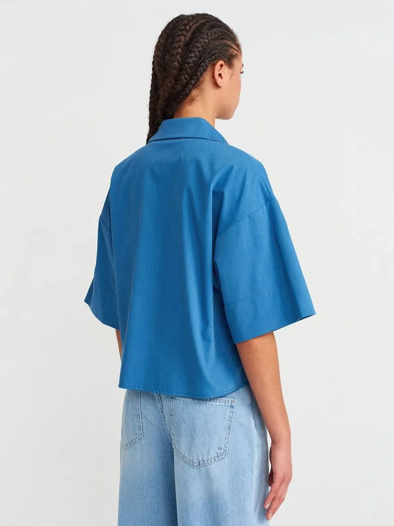 ديلفين Dilvin Oversized Crop Crepe Overshirt