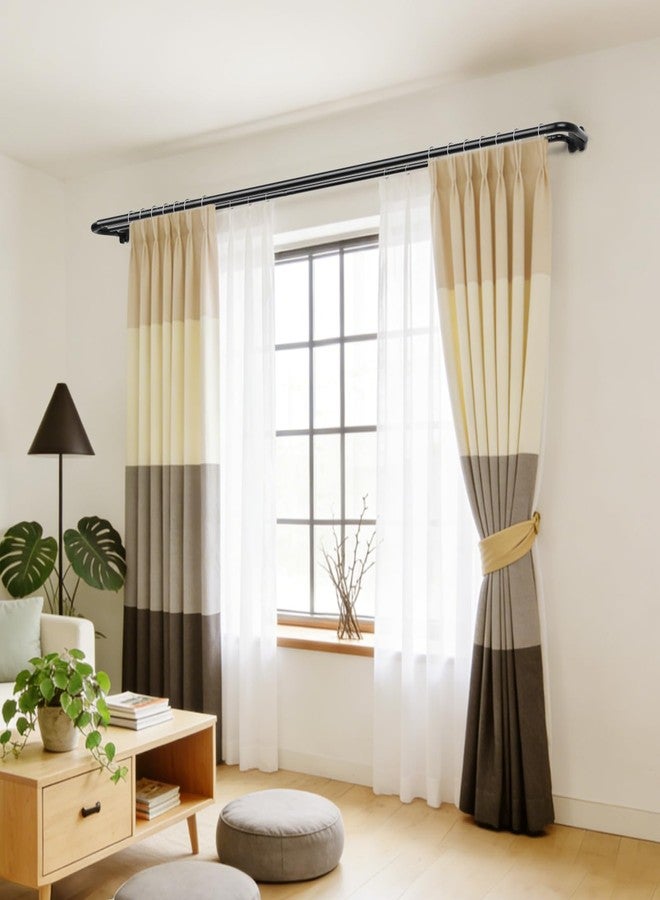 USFOOK Black Double Curtain Rods, Blackout Wrap Around Curtain Rods for Windows 32 to 86 Inch, 6/8 Inch Room Darkening Curtain Rod - Image 3