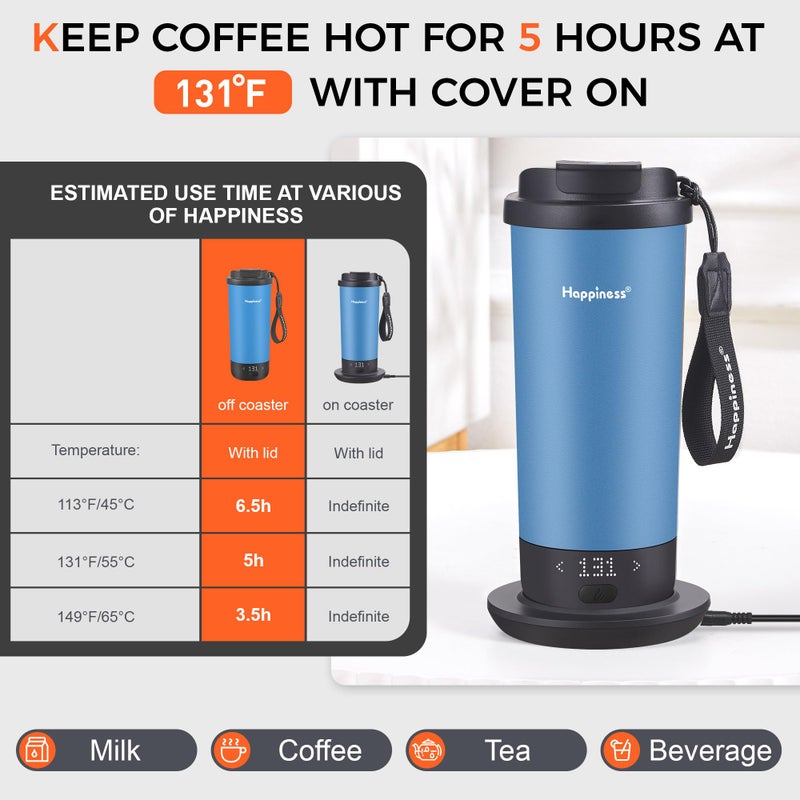 Happiness Self-Heating Travel Mug 20oz,Smart Rechargeable Electric Temperature Control Heated Coffee Cup - Image 3