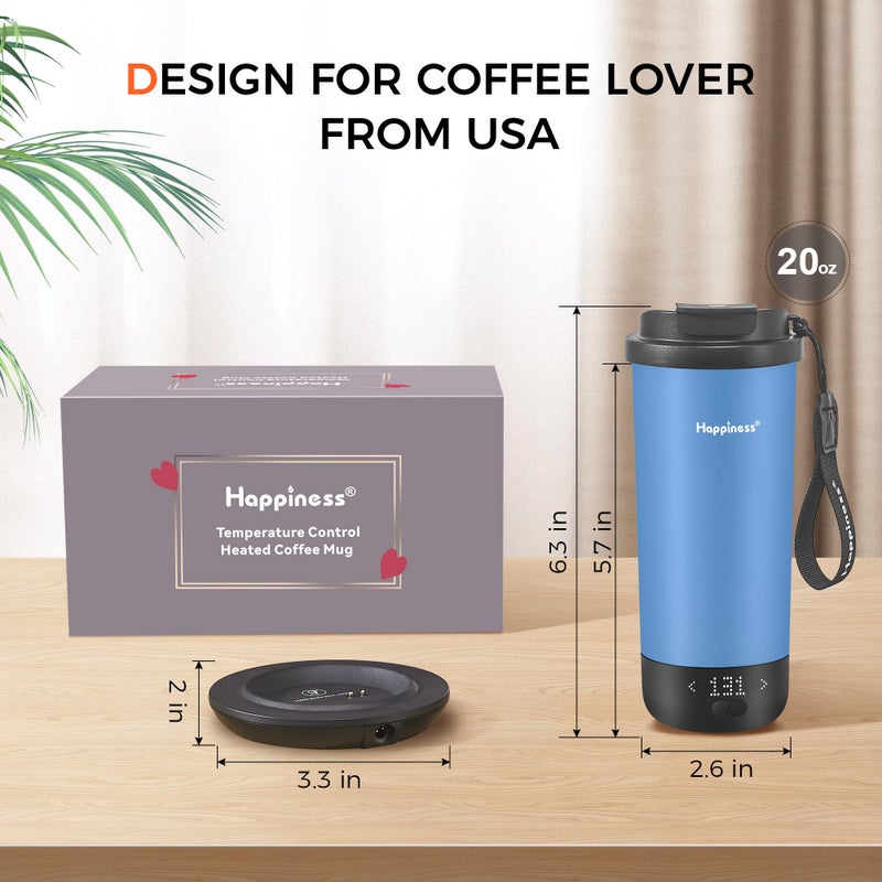 Happiness Self-Heating Travel Mug 20oz,Smart Rechargeable Electric Temperature Control Heated Coffee Cup - Image 5
