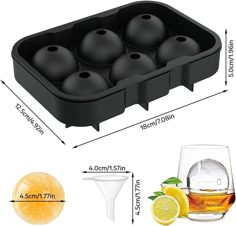 NUVEX Silicone 6Cavity Round Ice Ball Mold Tray with Lid Reusable Ice Cube Molds for Whiskey Cocktails Bourbon Mojitos Frozen Lemonade More Multicolor Pack of 2 - Image 2