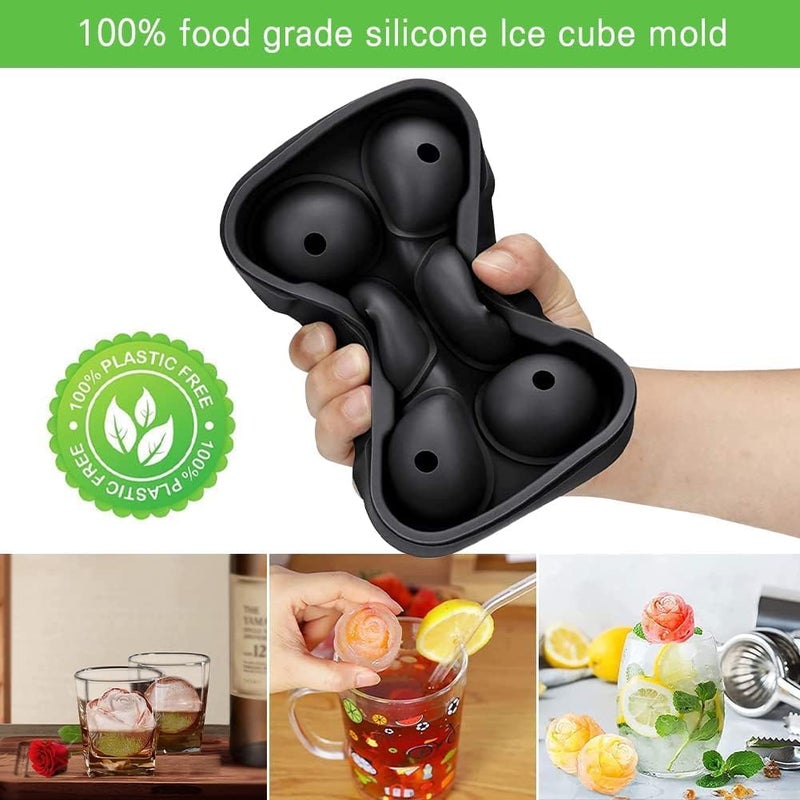 NUVEX Silicone 6Cavity Round Ice Ball Mold Tray with Lid Reusable Ice Cube Molds for Whiskey Cocktails Bourbon Mojitos Frozen Lemonade More Multicolor Pack of 2 - Image 3