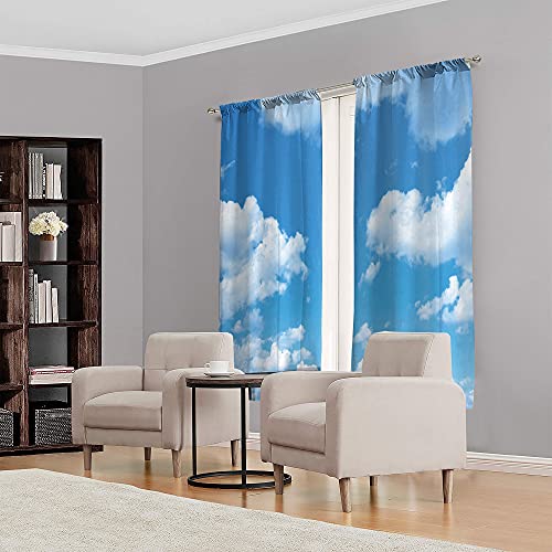 MESHELLY Cloud Curtains 42W X 63H Inch Rod Pocket Kids Curtains Baby Light Blue White Sky Bedroom Decor Boys Girls Nursery Playroom Curtains Natural Landscape Scenery Classroom Window Drapes 2 Panel - Image 3