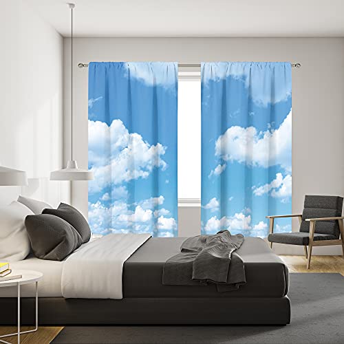 MESHELLY Cloud Curtains 42W X 63H Inch Rod Pocket Kids Curtains Baby Light Blue White Sky Bedroom Decor Boys Girls Nursery Playroom Curtains Natural Landscape Scenery Classroom Window Drapes 2 Panel - Image 4