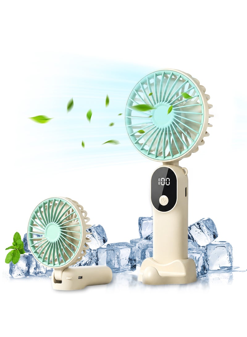 Portable Handheld Fan, USB Rechargeable Foldable Mini Fan with Digital Display, 6 Speed Personal Cooling Fan for Travel, Office, Home, Outdoor Activities - Image 1