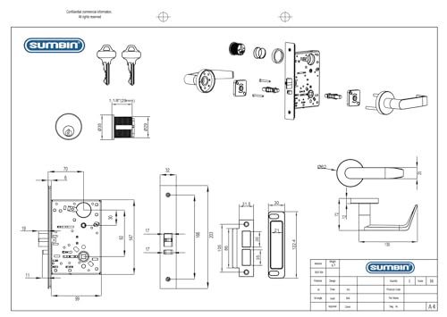 SUMBIN Commercial Heavy Duty Modern Mortise Lock Stainless Steel for Classroom F05 - Image 3