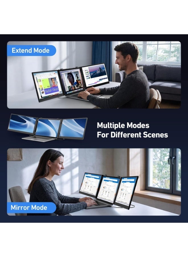 شاشة توسيع لابتوب ثلاثية 14 بوصة، شاشة محمولة FHD 1080P IPS، تصميم خفيف الوزن 1.36 كجم، Plug & Play عبر USB-C وHDMI، متوافقة مع أجهزة اللابتوب 13 إلى 17.3 بوصة وأنظمة Windows وMac وChromeOS - Image 4