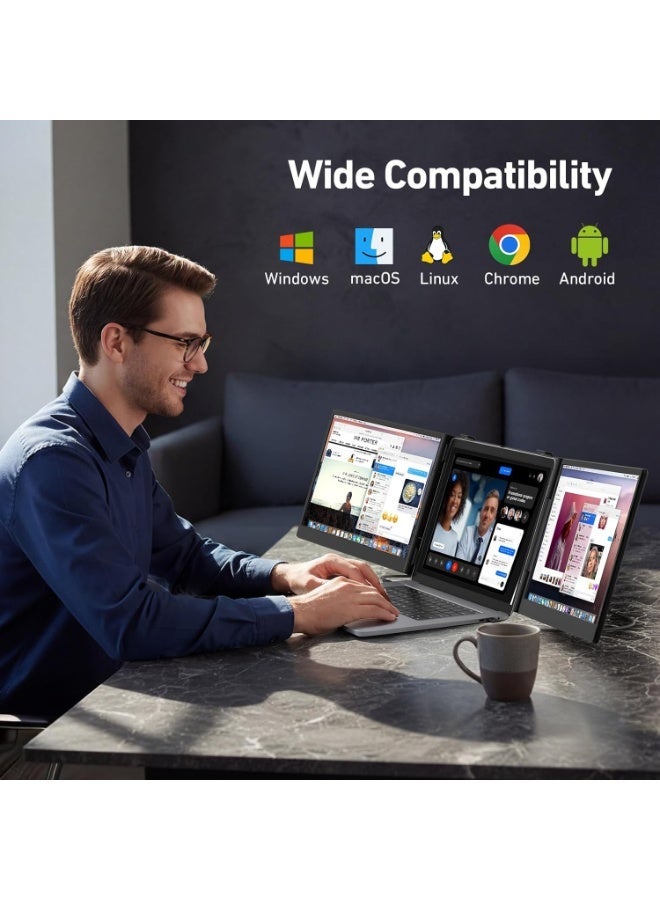 شاشة توسيع لابتوب ثلاثية 14 بوصة، شاشة محمولة FHD 1080P IPS، تصميم خفيف الوزن 1.36 كجم، Plug & Play عبر USB-C وHDMI، متوافقة مع أجهزة اللابتوب 13 إلى 17.3 بوصة وأنظمة Windows وMac وChromeOS - Image 3
