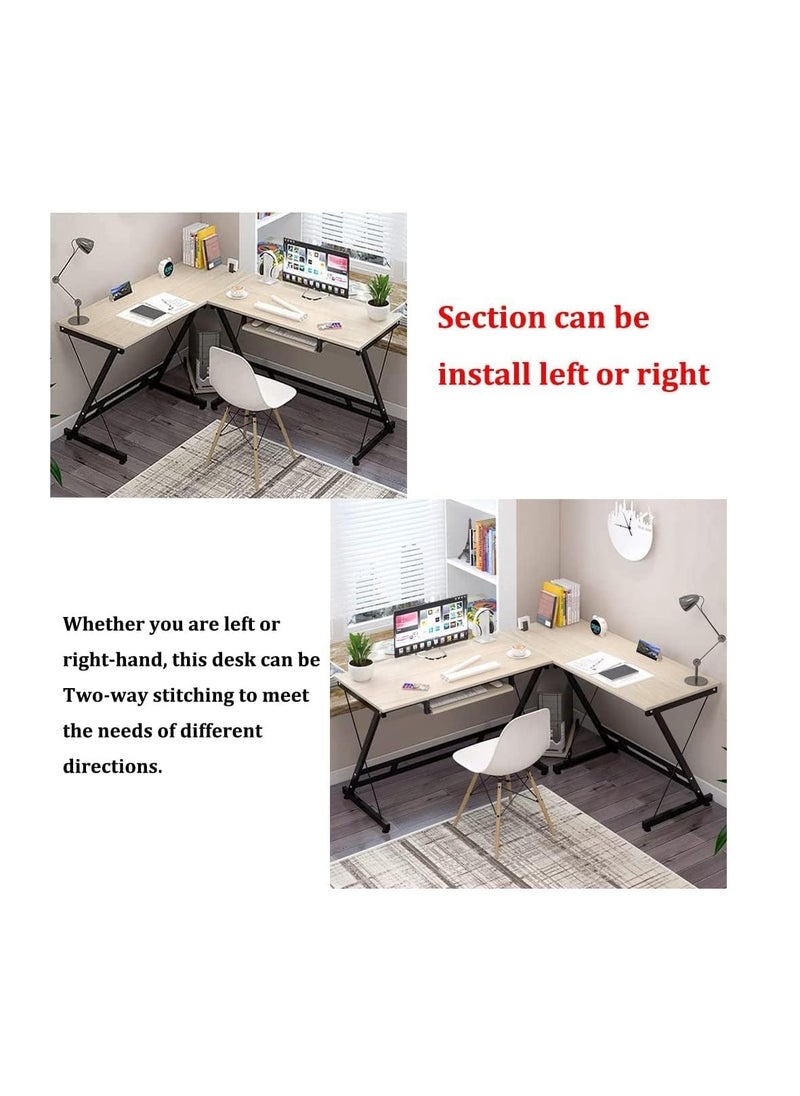 Generic - L Shaped Corner Desk, Large Computer Desk, Gaming Desk with Keyboard Tray and Main Frame , Writing Study Table for Home Office (ZZ-White Maple) - Image 1