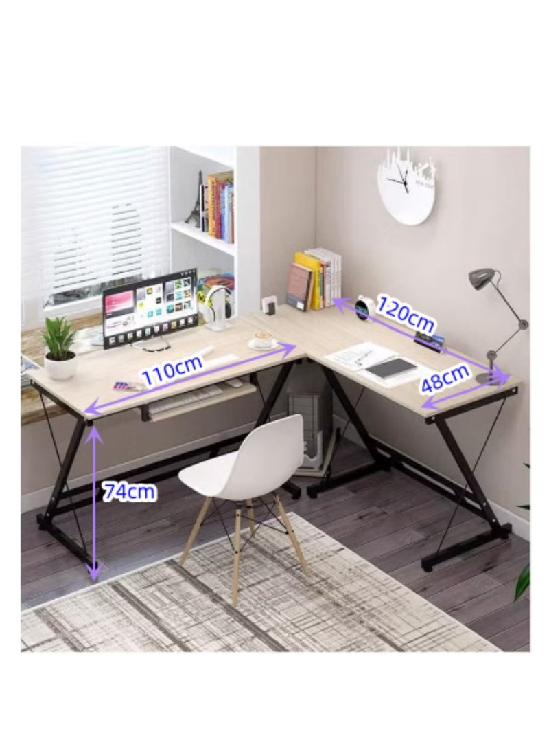 Generic - L Shaped Corner Desk, Large Computer Desk, Gaming Desk with Keyboard Tray and Main Frame , Writing Study Table for Home Office (ZZ-White Maple) - Image 1