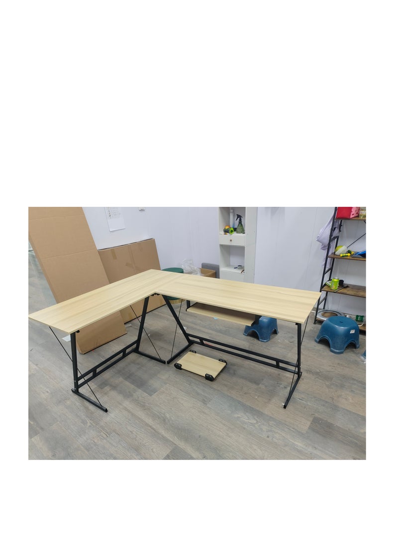 Generic - L Shaped Corner Desk, Large Computer Desk, Gaming Desk with Keyboard Tray and Main Frame , Writing Study Table for Home Office (ZZ-White Maple) - Image 1