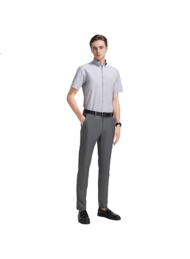 Youngor Men'S Shirt Summer, Young Men'S Business Casual, High-End Short-Sleeve Shirt, Gray Plaid, Size 40 - Image 3