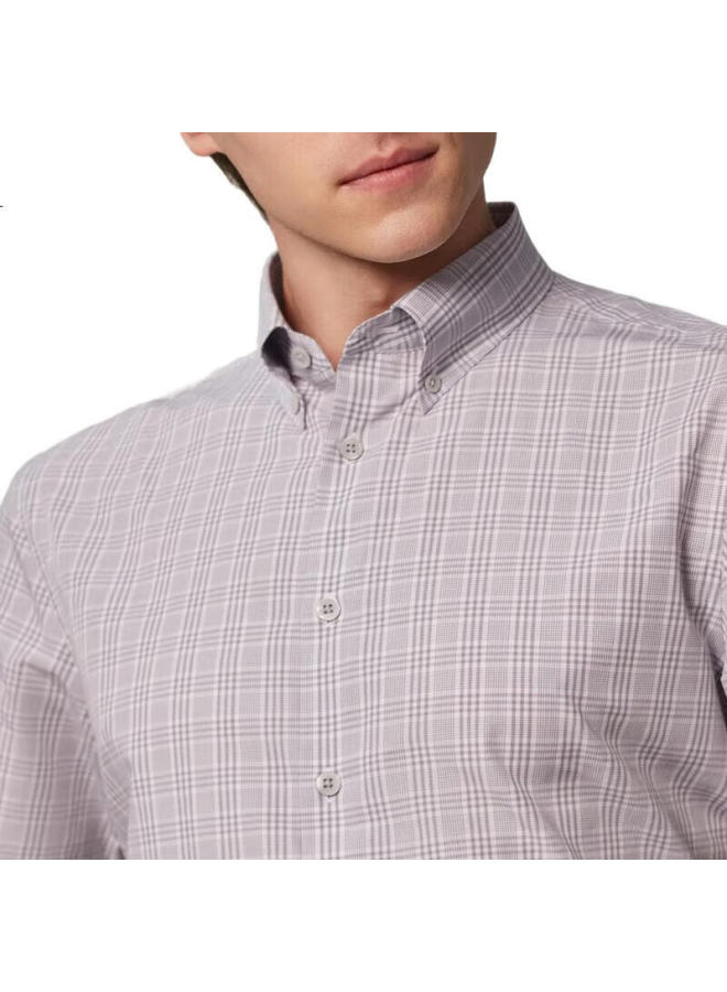 Youngor Men'S Shirt Summer, Young Men'S Business Casual, High-End Short-Sleeve Shirt, Gray Plaid, Size 40 - Image 1