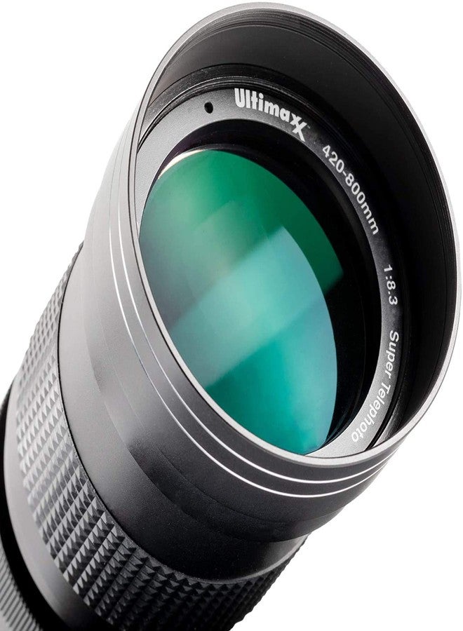 Ultimaxx 420-800mm f/8.3-16 Super HD Manual Telephoto Zoom T-Mount Lens Kit for Canon EOS R & RP Mirrorless Cameras - Includes: T-Mount to Canon RF-Mount Adapter & More - Image 3