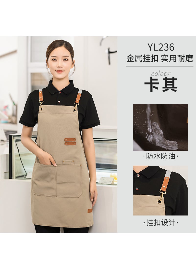 Generic - Custom Canvas Waterproof Work Apron[Regular shoulder strap] YL-236 apron khaki [Regular shoulder strap] YL-236 apron khaki - Image 1