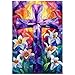 Artinhand Great Jigsaw Puzzles for Adults 300 Pieces Stained Glass Cross Lily Religious Puzzles for Adults Toys Gift Family Decoration Kids Puzzle - Image 2