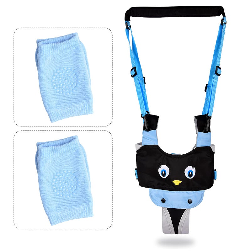ORANGEHOME Baby Walker Toddler Walking Harness Helper and 2 Pair Knee Pads Adjustable Standing Up and Walking Learning Helper for Toddler 7-24 Month-Blue - Image 1