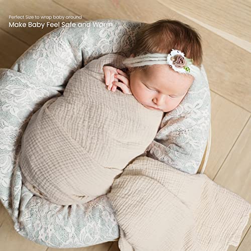 Lulu moon lulumoon Muslin Swaddle Blanket Baby - Cotton Swaddling Blanket Soft Baby Receiving Blankets Neutral 2Pack(Olive) - Image 2