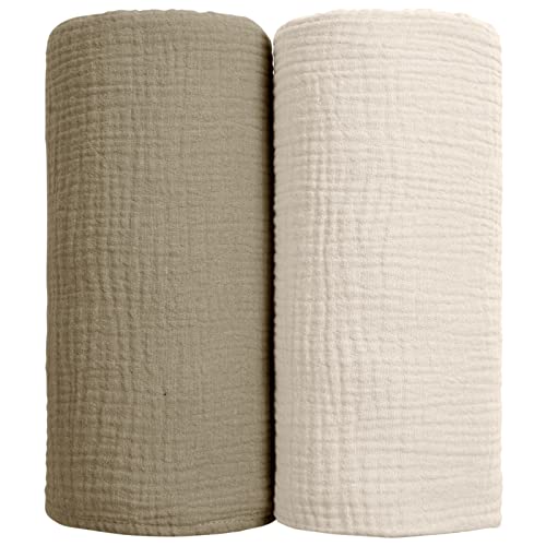 Lulu moon lulumoon Muslin Swaddle Blanket Baby - Cotton Swaddling Blanket Soft Baby Receiving Blankets Neutral 2Pack(Olive) - Image 1