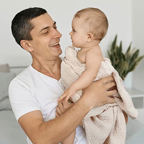 Lulu moon lulumoon Muslin Swaddle Blanket Baby - Cotton Swaddling Blanket Soft Baby Receiving Blankets Neutral 2Pack(Olive) - Image 5