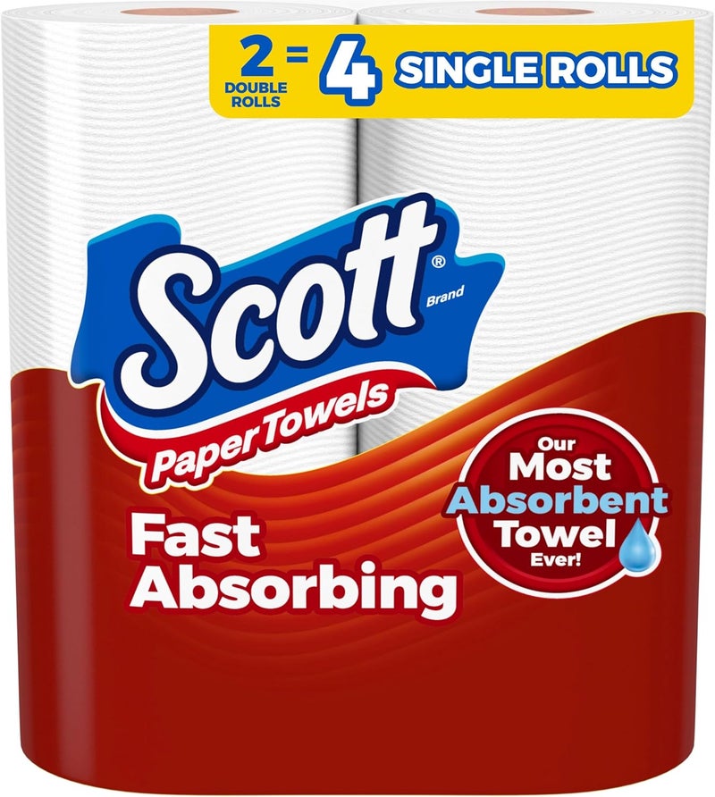 Scott Paper Towels, Choose-A-Sheet, 2 Double Rolls = 4 Regular Rolls (100 Sheets Per Roll) - Image 1