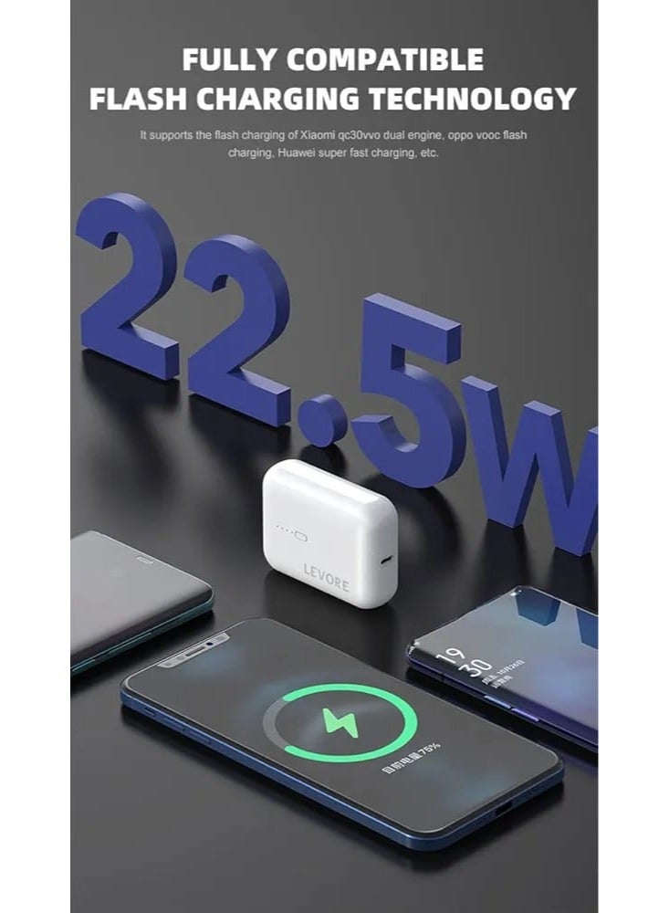 ليفور باور بانك ليفور LP222-WH بسعة 10000 مللي أمبير/ساعة: شحن سريع بقوة 22.5 وات، منفذا USB-C/USB-A مزدوجان، متوافق مع هواتف شاومي وهواوي وغيرها - Image 2