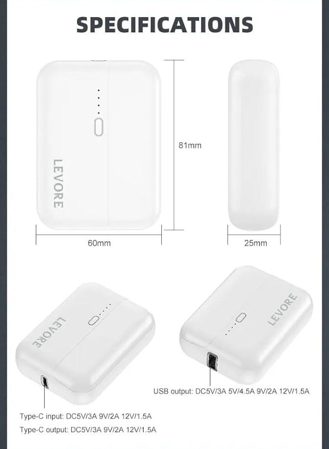 ليفور باور بانك ليفور LP222-WH بسعة 10000 مللي أمبير/ساعة: شحن سريع بقوة 22.5 وات، منفذا USB-C/USB-A مزدوجان، متوافق مع هواتف شاومي وهواوي وغيرها - Image 3