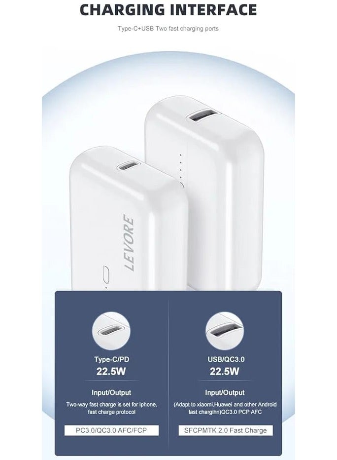 ليفور باور بانك ليفور LP222-WH بسعة 10000 مللي أمبير/ساعة: شحن سريع بقوة 22.5 وات، منفذا USB-C/USB-A مزدوجان، متوافق مع هواتف شاومي وهواوي وغيرها - Image 4