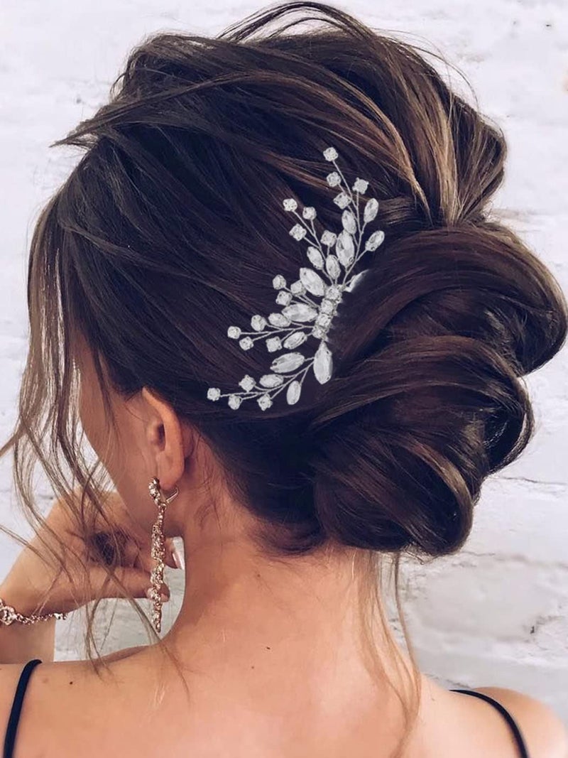 JAKAWIN Jakawin Bride Wedding Hair Comb Crystal Hair Piece Silver Rhinestone Headpiece Bridal Hair Accessories for Women HC113 Silver 