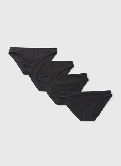 Matalan 4 Pack Black Mini Knickers