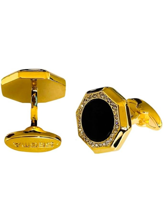 SEGMA 24-K Gold Plated Cufflinks With Black Onyx Stone - Image 2