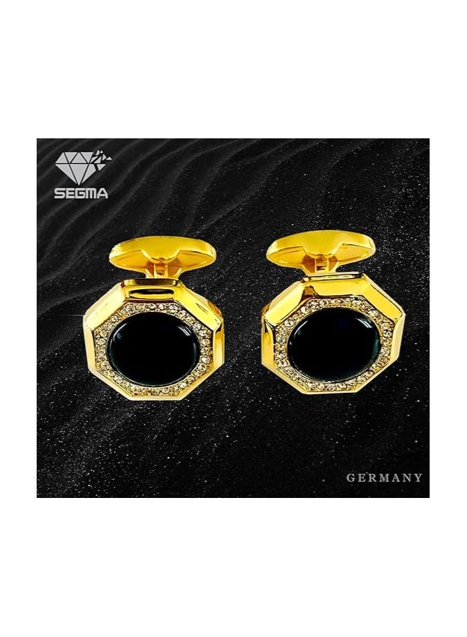SEGMA 24-K Gold Plated Cufflinks With Black Onyx Stone - Image 3
