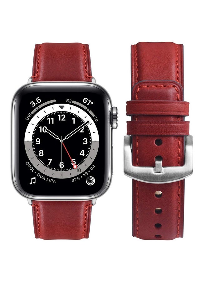 Fullmosa - Fullmosa Leather Bands Compatible with Apple Watch Band 42mm 44mm 45mm 49mm,Yola Leather Bracelet Apple Watch Band Compatible for iWatch Ultra 2 Ultra SE2 SE Series 9 8 7 6 5 4 3 2 1,Red - Image 1