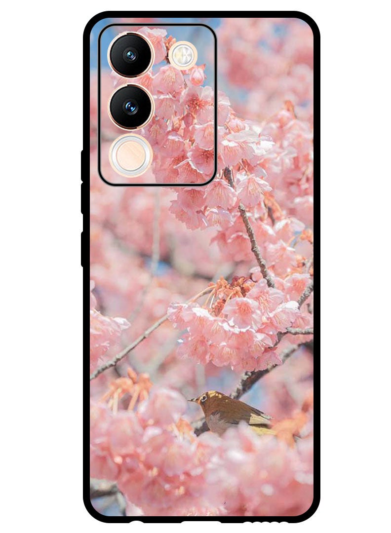 Theodor Protective Case Anti Scratch Shock Proof Bumper Cover For Vivo Y200 Pink flowers - Image 1