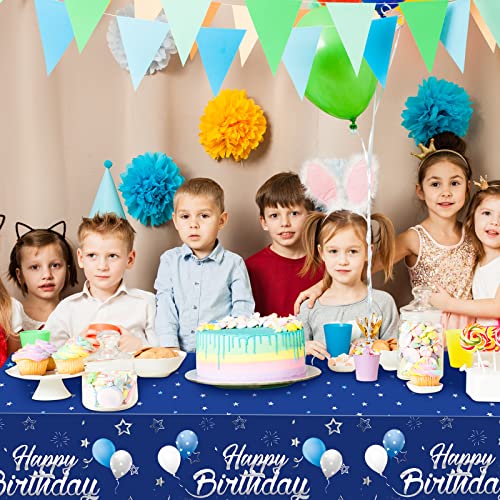 Tegeme Navy Blue Party Supplies Stars Happy Birthday Tablecloths Starry Confetti Table Covers for Kids Boys Girls Baby Shower Birthday Party Decorations(Navy Blue and Silver,3 Pack) - Image 5