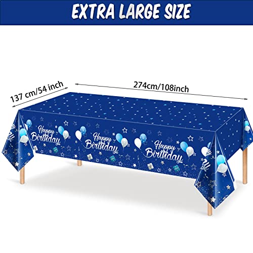 Tegeme Navy Blue Party Supplies Stars Happy Birthday Tablecloths Starry Confetti Table Covers for Kids Boys Girls Baby Shower Birthday Party Decorations(Navy Blue and Silver,3 Pack) - Image 2