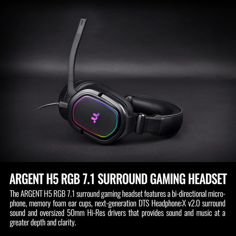 Thermaltake Argent H5 RGB 71 Surround Gaming Headset 50mm HiRes Drivers Compatible with PC Xbox One PS4 Mac Mobile and Nintendo Switch Black GHTTHFDIECBK31 - Image 2